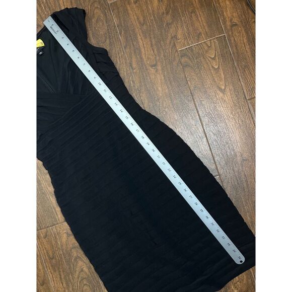 ADRIANNA PAPELL BLACK CAP SLEEVE STRETCHY KNEE LENGTH BANDAGE SHEATH DRESS 8 - Picture 11 of 12